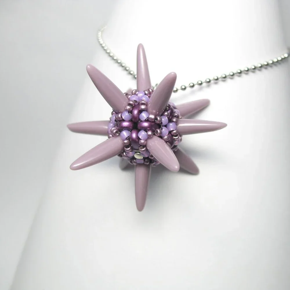 Handwoven Spiked purple ooak pendant